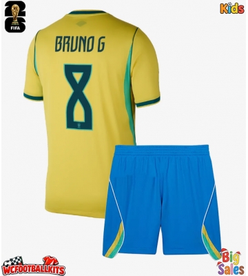 Brazil Bruno Guimaraes #8 Replica Home Stadium Kit for Kids World Cup 2026 Short Sleeve (+ pants)